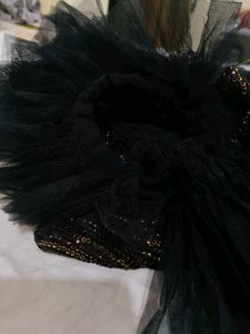 12-24 months Black &amp; Gold Bow Dress with Matching