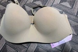 Beige Anti slip Strapless Bra with