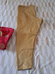 Pink Kurta with Golden print pants