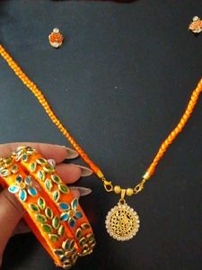 Elegant Necklace, Earrings &amp; Bangles Set