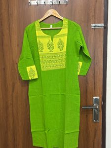Green Yellow Kurta For Women