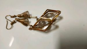 Trendy Gold Plated Crystal Diamond Dangle Earrings