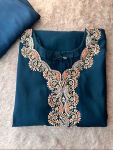 Embroidered Teal Kurta and dupatta
