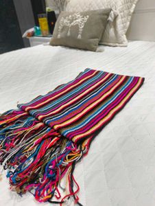Colorful Striped Scarf with Tassels