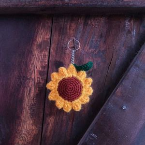 Handmade Crochet Sunflower Keychain