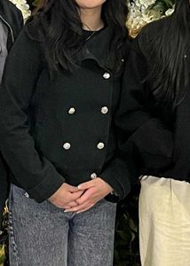 Stylish Black Jacket with Polka Dot Lining