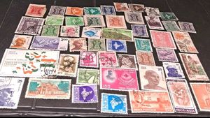 50 unique vintage INDIAN stamps circulated