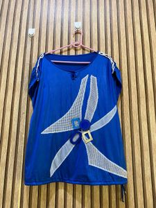 Vibrant Blue Embellished Tunic Top