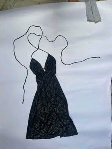 Sparkly Black Halter Neck Dress