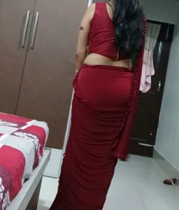 Maroon lycra drape ready to wear Saree