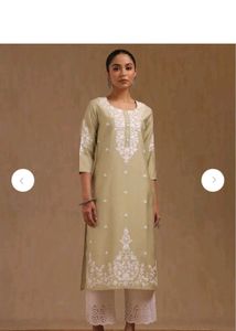 Green chex Embroidered Kurti