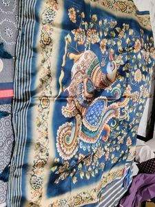 Blue Saree with Decorative Border