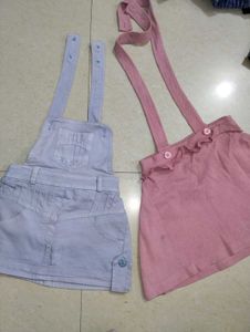 Cute Denim &amp; Pink Overalls Skirts