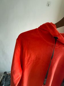 Vibrant Orange Velour Hoodie