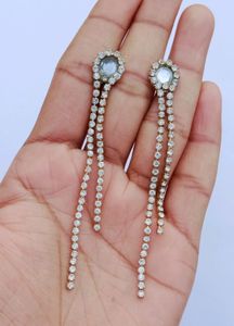 Kundan chain tassel earrings