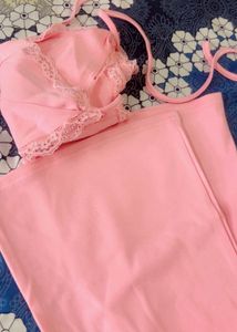 Savana Pink Lace Trim Pajama Set