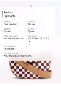 Iykyk Cheryl Classy Brown Chequered Sling Bag
