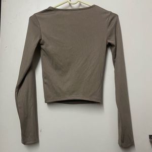 Ribbed Square Neck Long Sleeve Top