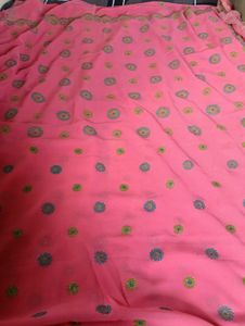 Elegant Pink Embroidered Saree