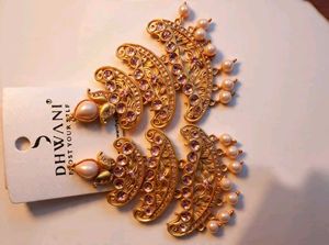 Elegant Gold Tone Pearl Drop Earrings