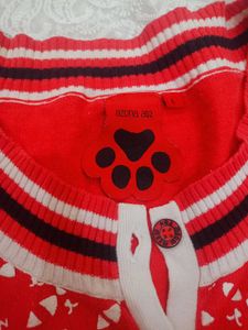 Chic Red Cardigan with Floral Print