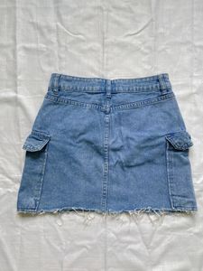 Blue Denim Cargo Mini Skirt