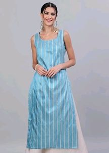 Gold Zari Stripes Woven Design Straight Kurta