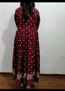 Maroon Floral Print Maxi Dress