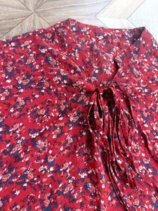 Red Printed Over Size Top For Women