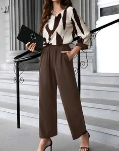 Stylish Brown &amp; White cord set
