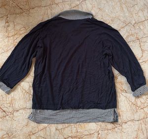 Striped Collar Navy Top