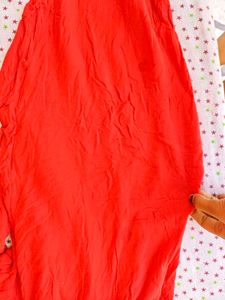 Floral top with Red Dhoti Pants