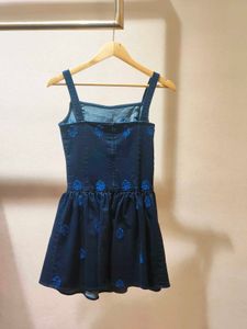 Chic Blue Embroidered Mini Dress
