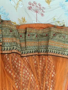 Vibrant Magenta &amp; Marigold Orange Festive Lehenga
