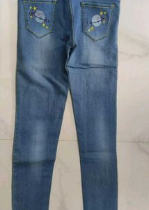 Cute Planet Embroidered Jeans