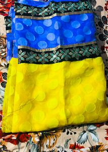 Vibrant Yellow Polka Dot Saree