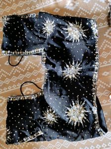 Embellished Black Silk Blouse