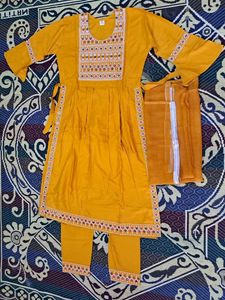Nyra Cut Kurta Set IN Pretty Mustard Color