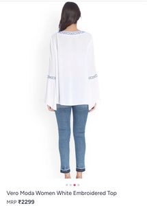 Vero Moda White Embroidered Bell Sleeve Top
