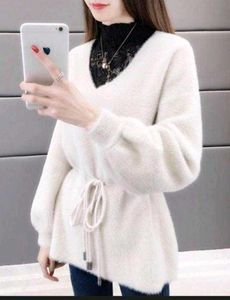 Cozy Cream Lace Trim Sweater