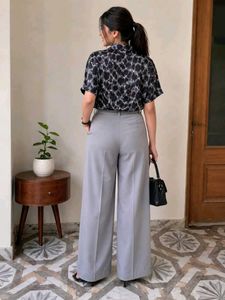 Stylish Wide Leg Grey Trousers