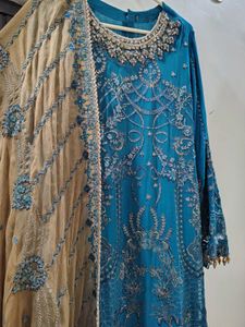 Embellished Teal Kurta Set