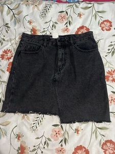 Grey Denim Skirt