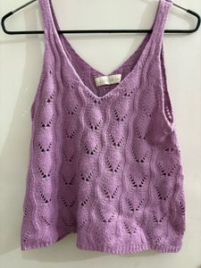 Lavender Knit V-Neck Tank Top