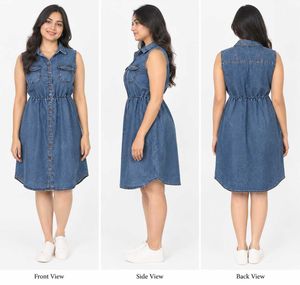 FIT AND FLARE DRESS -Denim Shirt style