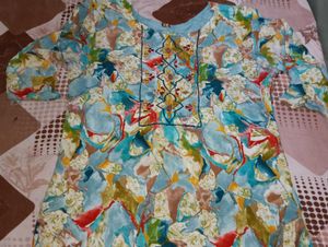 Blue Abstract Print Kurta