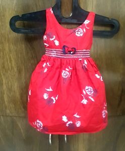 Rarely Used Red Cotton Frock 12 To 18 Month Baby