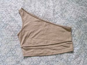 One Shoulder Ribbed Crop Top