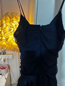 Chic Navy Blue Ruched Mini Dress