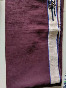 Embroidered Maroon Saree without Blouse